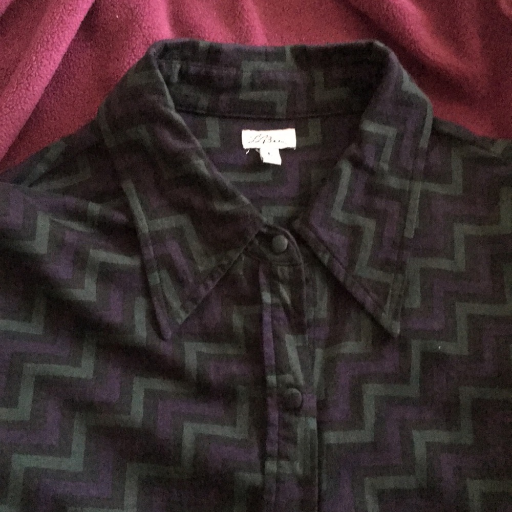 LL Bean blouse funky zig zag pattern